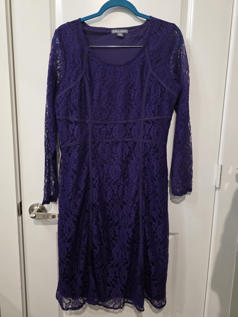 Jessica London Purple Lace Fit & Flare Dress 16W NWOT Sheer Sleeve
